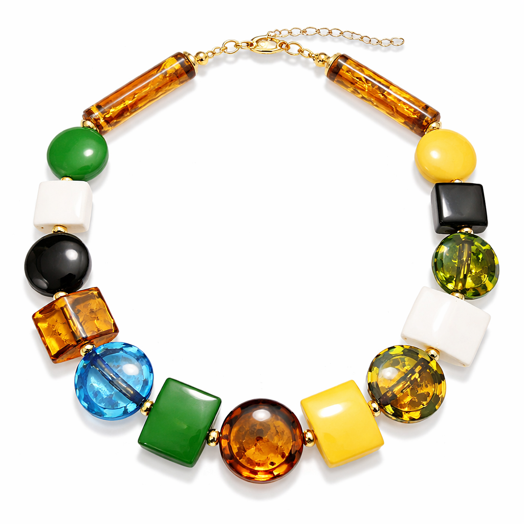 amber stone tubes,round,square disc shapes necklace for women green black white blue yellow colours mix
