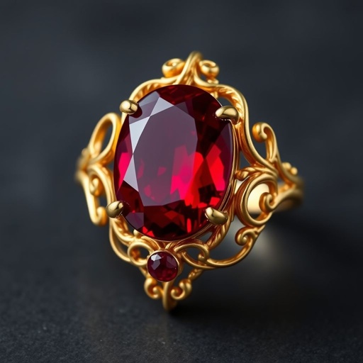 , 30 carat red ruby Opal-cut, FI IF with gold setting ring