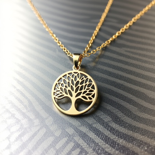 Золотой кулон с изображением дерева узоры с завитками