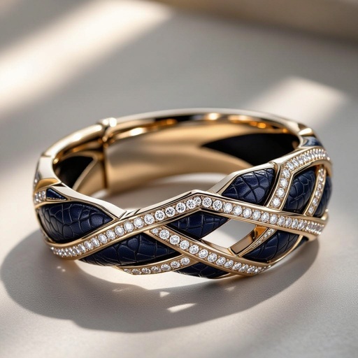 Geomatric snake leather with diamonds of architecture shapes and edges of bracelet banglea