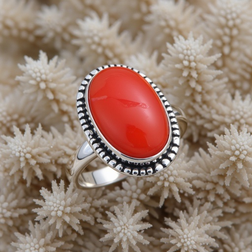 Silver ring with coral structure