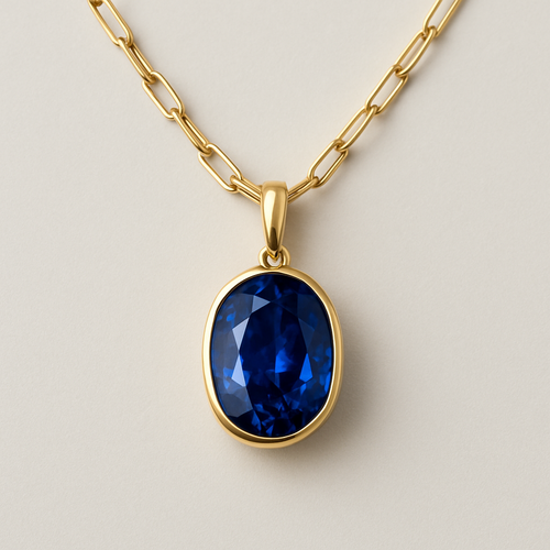 create a blue sapphire necklace gold chain.