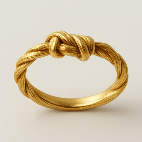 Yellow gold ring made to look like a bread twist tie