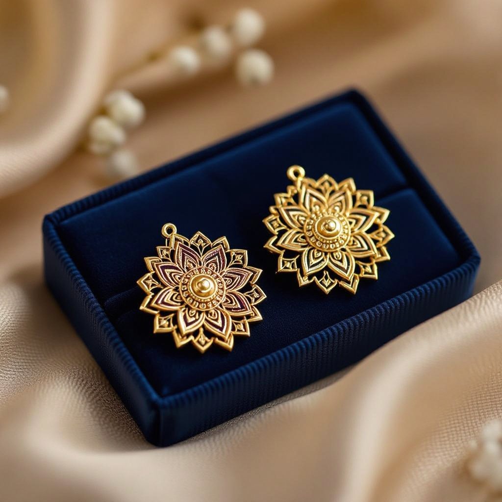  золотые матовые серьги в виде изображения чакры сахасрары
