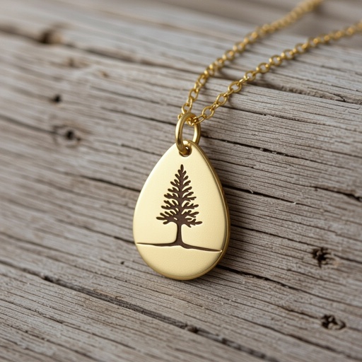 Золотой кулон с изображением дерева узоры с завитками