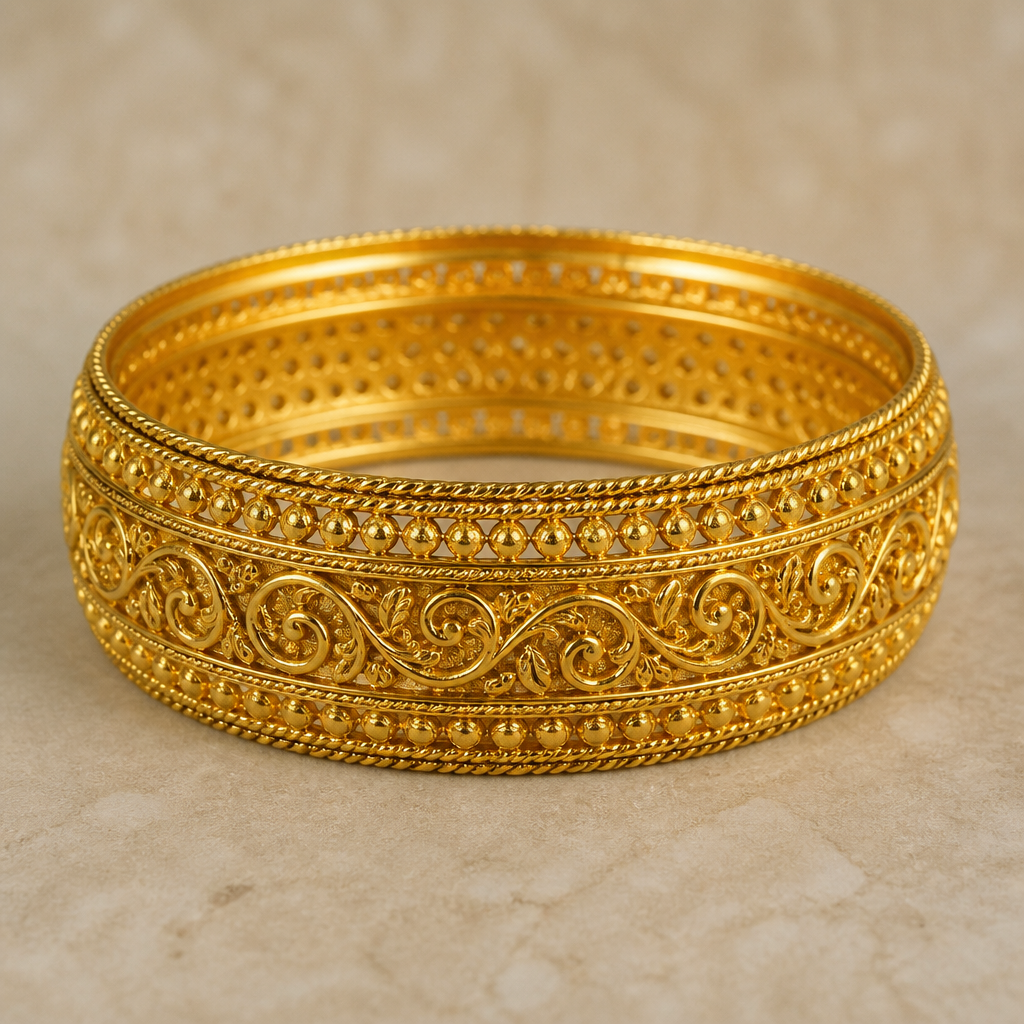 It should be classic kada with pure gold and lots of designs
photorealistic jewelry design, It should be classic kada with pure gold and lots of designs , byzantine style, just the design no text
