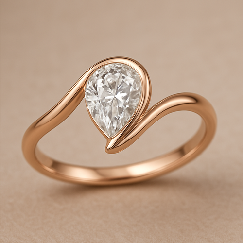 htte that radiates feminine Yin energy — graceful, flowing, and intuitive. The polished rose gold band complements the organic curvature of the diamond, creating a refined balance between modern minimalism and soft, sensual elegance. 