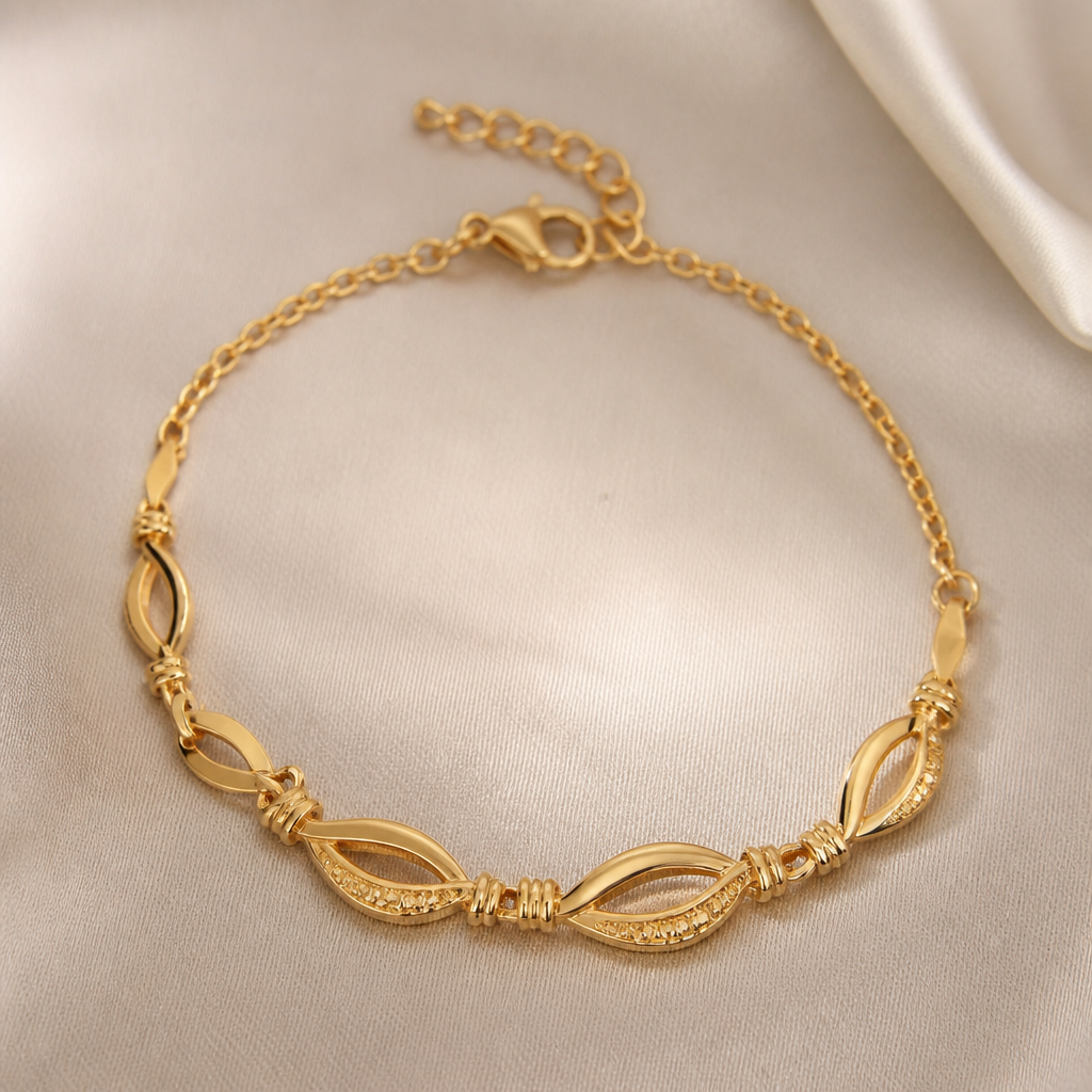 A classic women's bracelet made of gold suitable for daily wear, detailed and decorative, moderately ornate. a design for simple and unique. it's for daily use
photorealistic jewelry design, A classic women's bracelet made of gold suitable for daily wear, detailed and decorative, moderately ornate. a design for simple and unique. it's for daily use, classic style, just the design no text