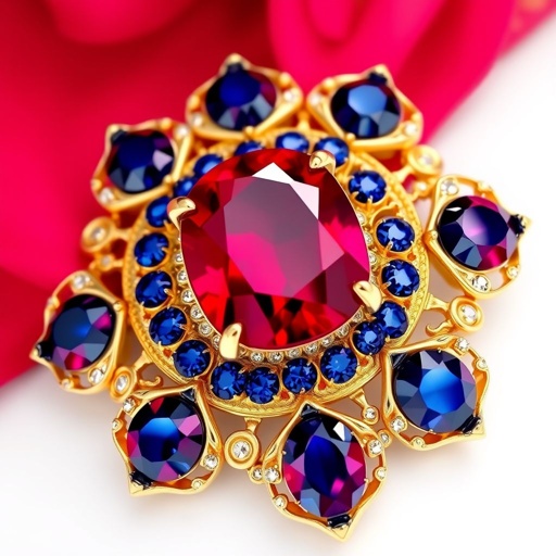 A oval shaped cut, 50 carat ruby and lapis gemstones, FL IF clarity brackets