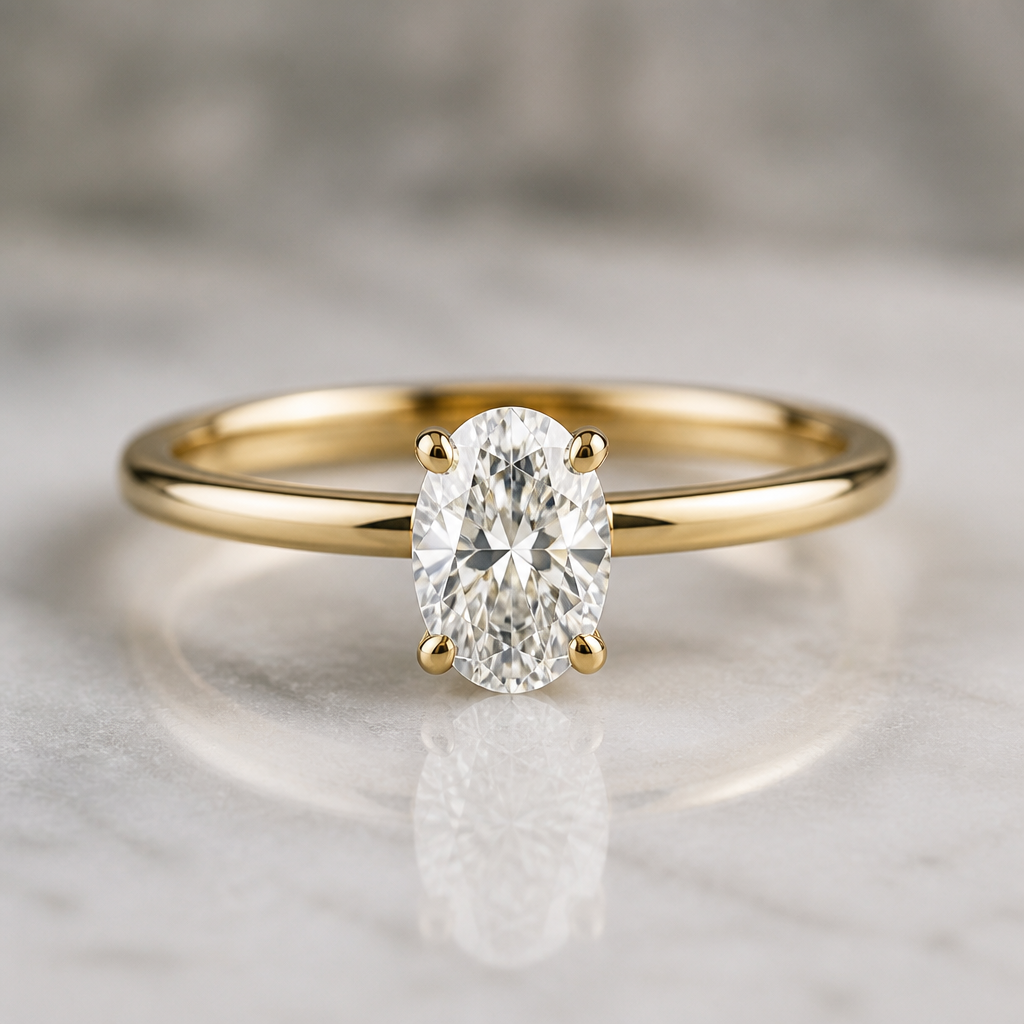 A luxury women's ring with diamond stones suitable for wedding, ultra-minimalist, very simple and clean, understated, no embellishments. A 0.70-carat oval diamond is used as the center stone.
photorealistic jewelry design, A luxury women's ring with diamond stones suitable for wedding, ultra-minimalist, very simple and clean, understated, no embellishments. A 0.70-carat oval diamond is used as the center stone., luxury style, just the design no text