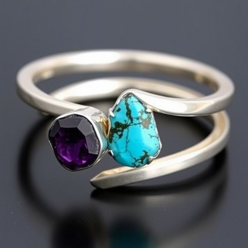 Create silver adjustable ring design, use minimal silver, using 2 raw gemstones 