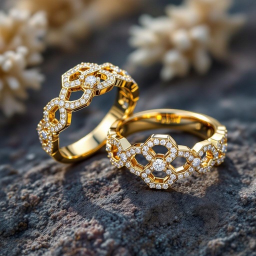 Honeycomb figurative  rings 