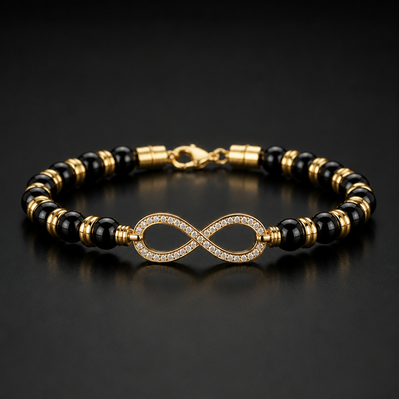Add gold between the beads
edit the attached jewelry design with these instructions: Add gold between the beads. keep it photorealistic, just the design no text