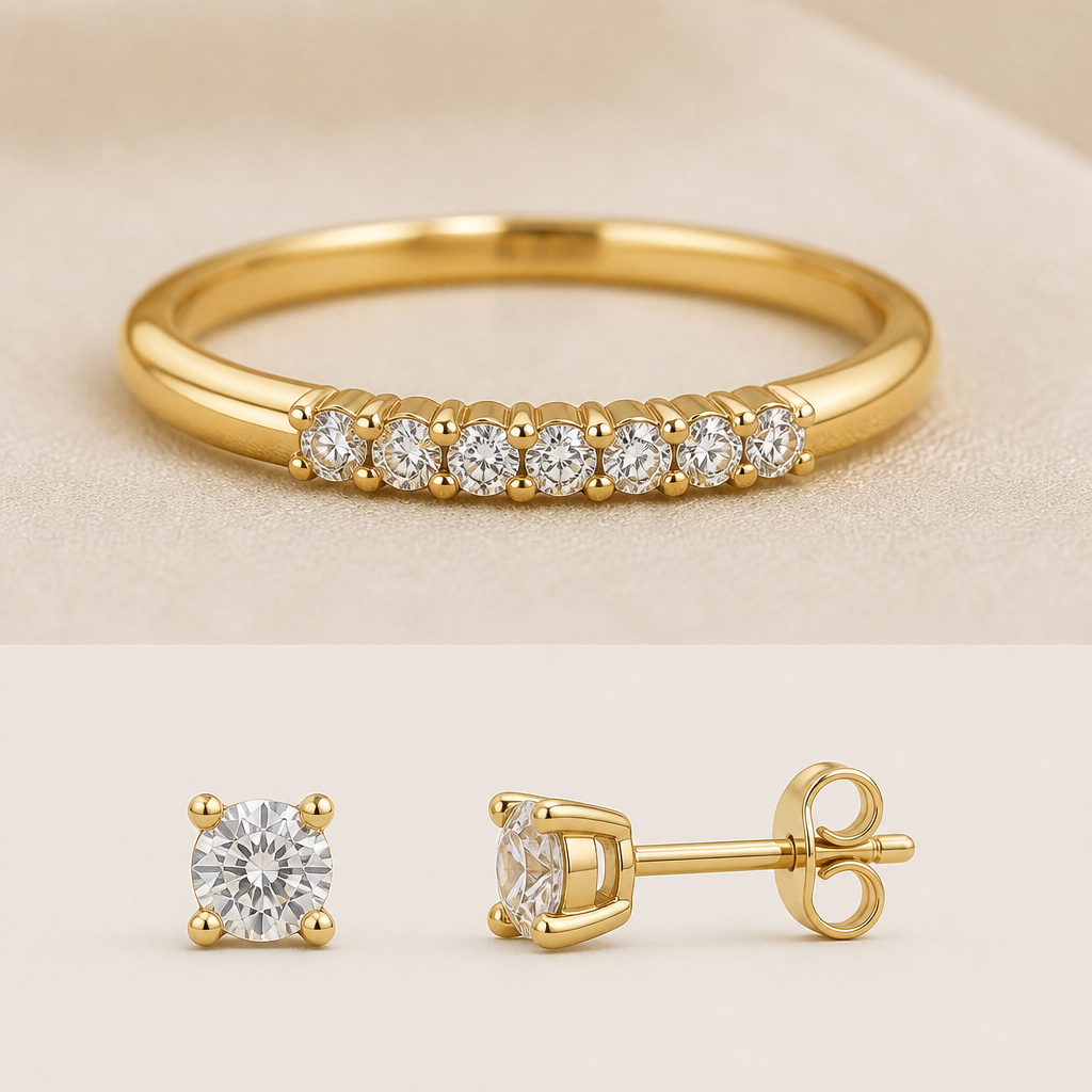 A minimalist women's ring made of gold with diamond stones suitable for daily wear. aretes para bebe
photorealistic jewelry design, A minimalist women's ring made of gold with diamond stones suitable for daily wear. aretes para bebe, minimalist style, just the design no text
