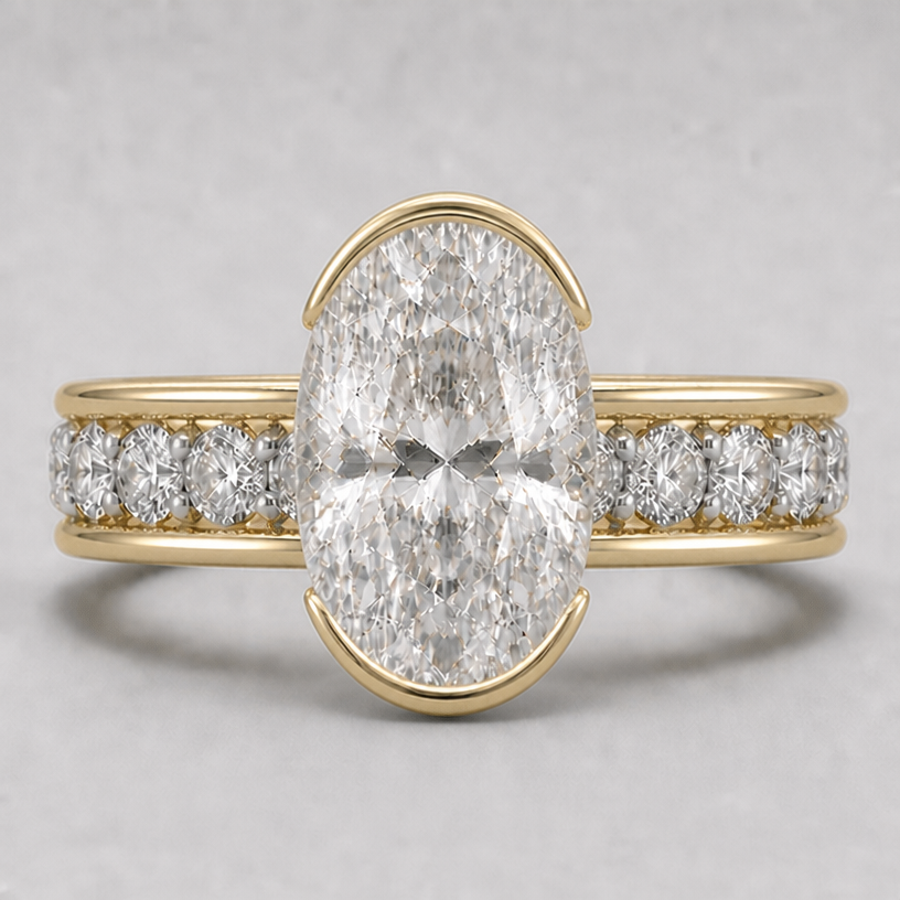 bezel walls tapered down from thick to thinner
edit the attached jewelry design with these instructions: bezel walls tapered down from thick to thinner. keep it photorealistic, just the design no text