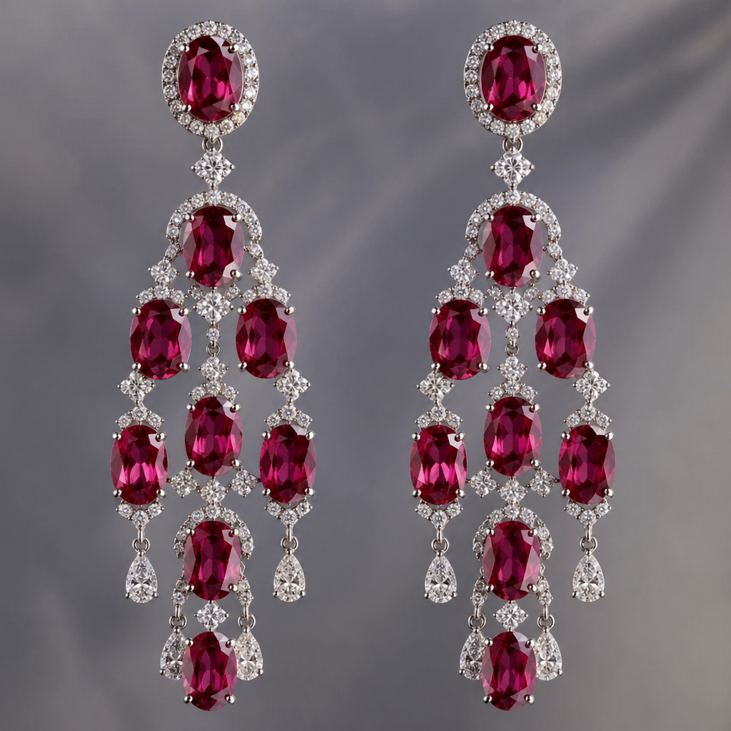 Rubilite earring which is fashionable and looks branded
photorealistic jewelry design, Rubilite earring which is fashionable and looks branded
, chandelier style, just the design no text