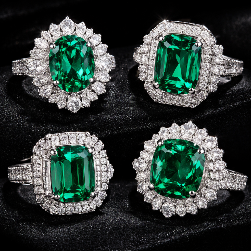 Diamonds/emeralds rings