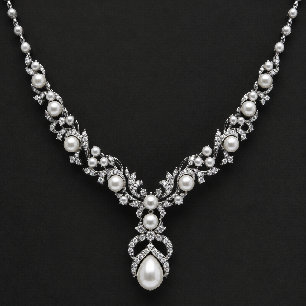 Metal pearls and stones
photorealistic jewelry design, Metal pearls and stones , pearls style, just the design no text