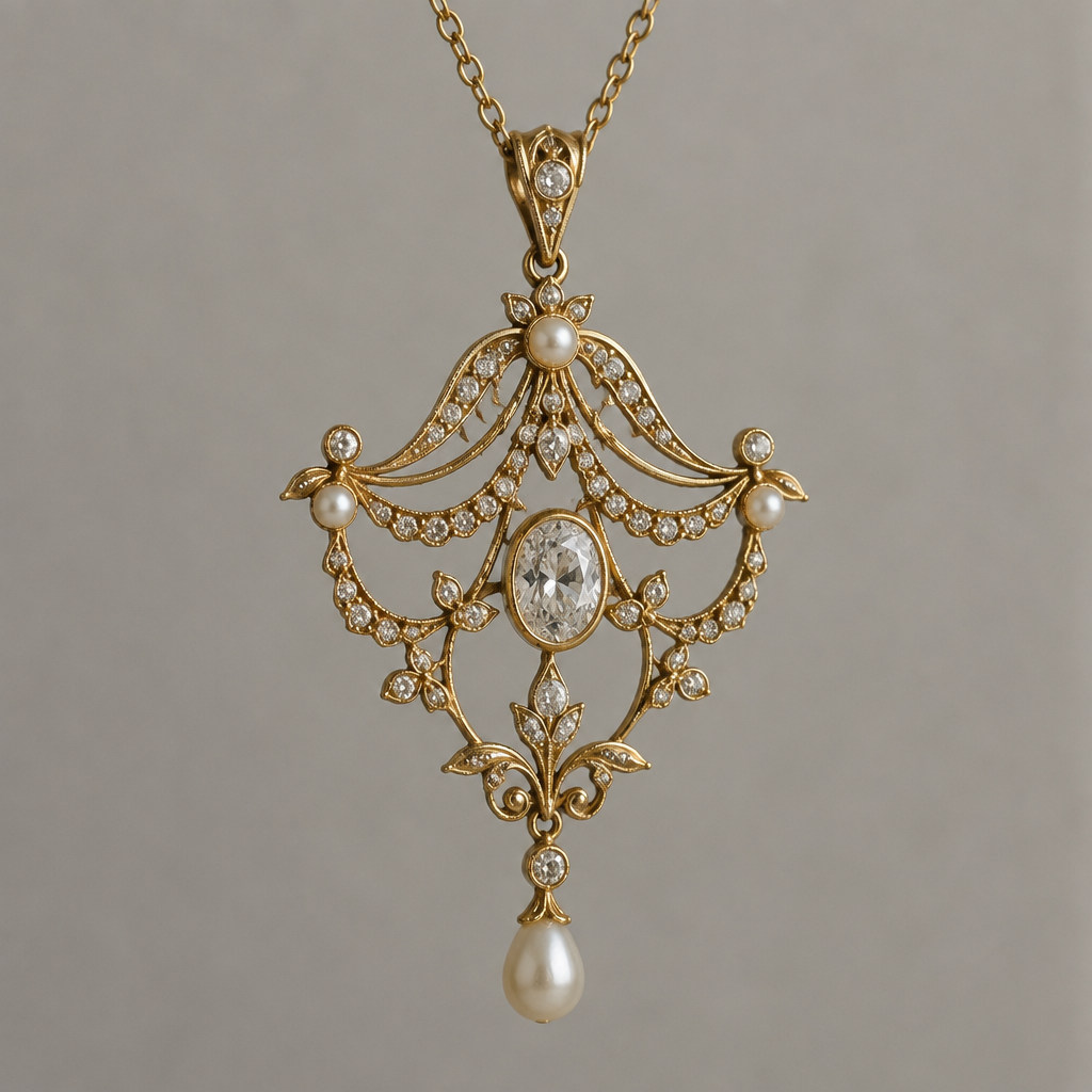 A edwardian women's pendant made of gold
photorealistic jewelry design, A edwardian women's pendant made of gold, edwardian style, just the design no text
