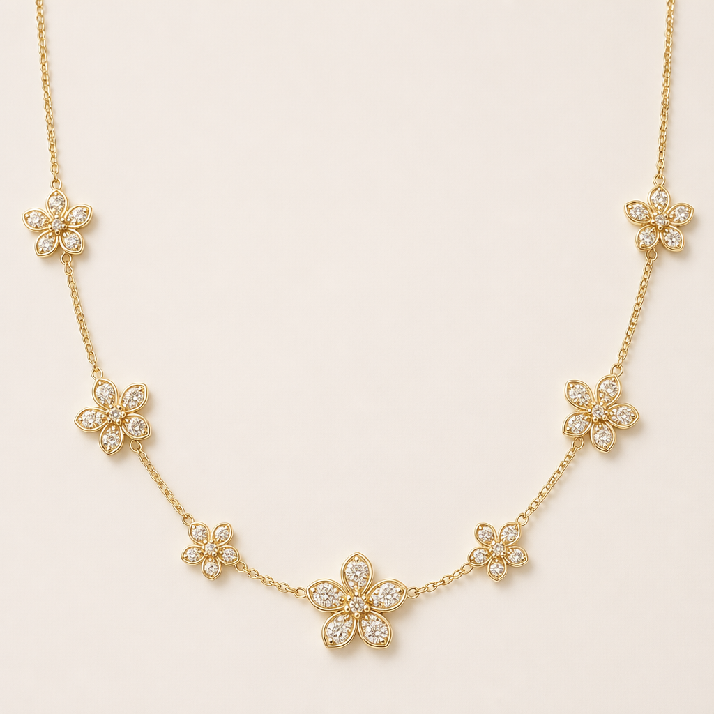 Can yoy make the same dwsign but make the flowers looser ? Maybe connected with a piece of delicate chain but very femine and beautiful
photorealistic jewelry design, Can yoy make the same dwsign but make the flowers looser ? Maybe connected with a piece of delicate chain but very femine and beautiful , classic style, just the design no text