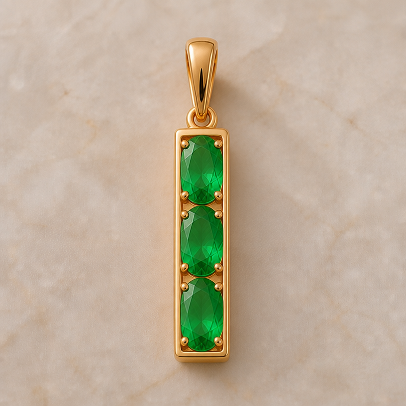 Frame them in a gold rectangular bar
edit the attached jewelry design with these instructions: Frame them in a gold rectangular bar. keep it photorealistic, just the design no text