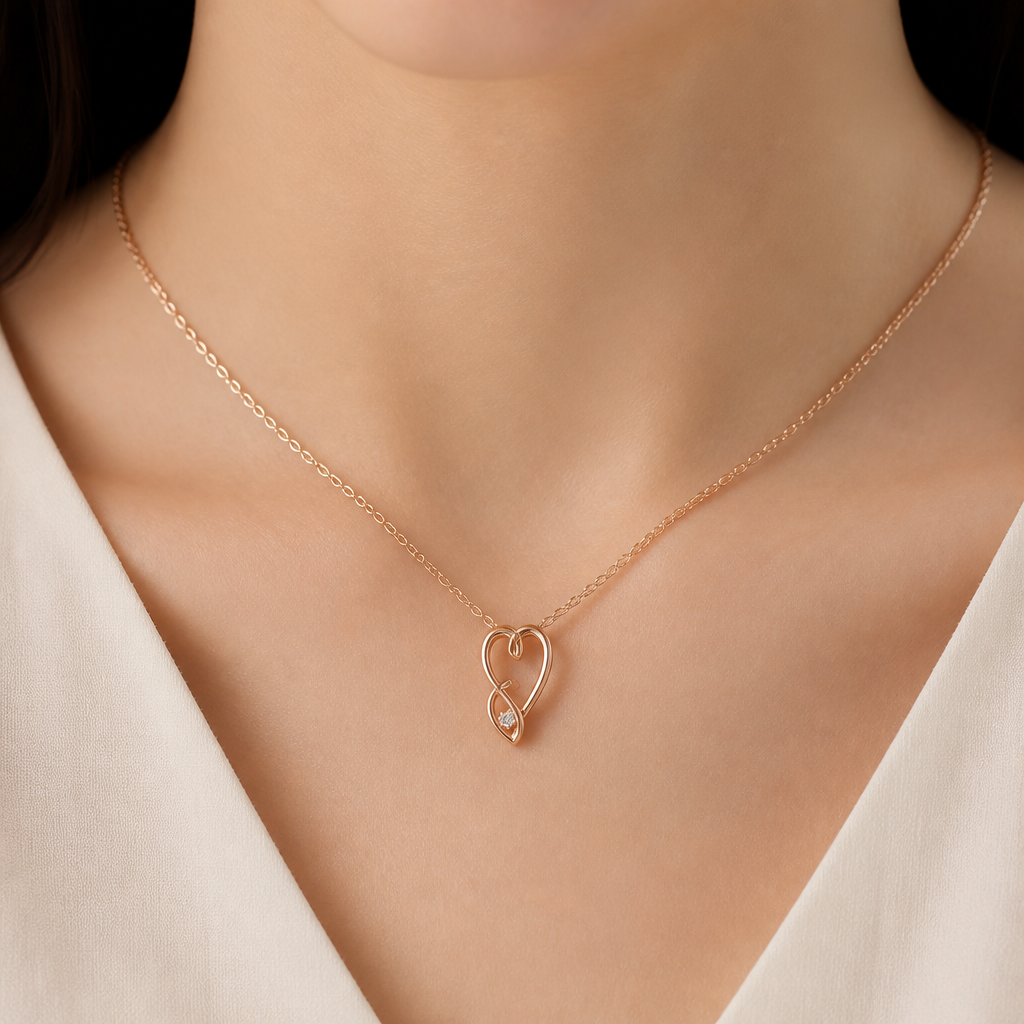 A romantic women's necklace made of rose gold suitable for daily wear. It should be minimalist with Aesthetiz. touch
photorealistic jewelry design, A romantic women's necklace made of rose gold suitable for daily wear. It should be minimalist with Aesthetiz. touch, romantic style, just the design no text