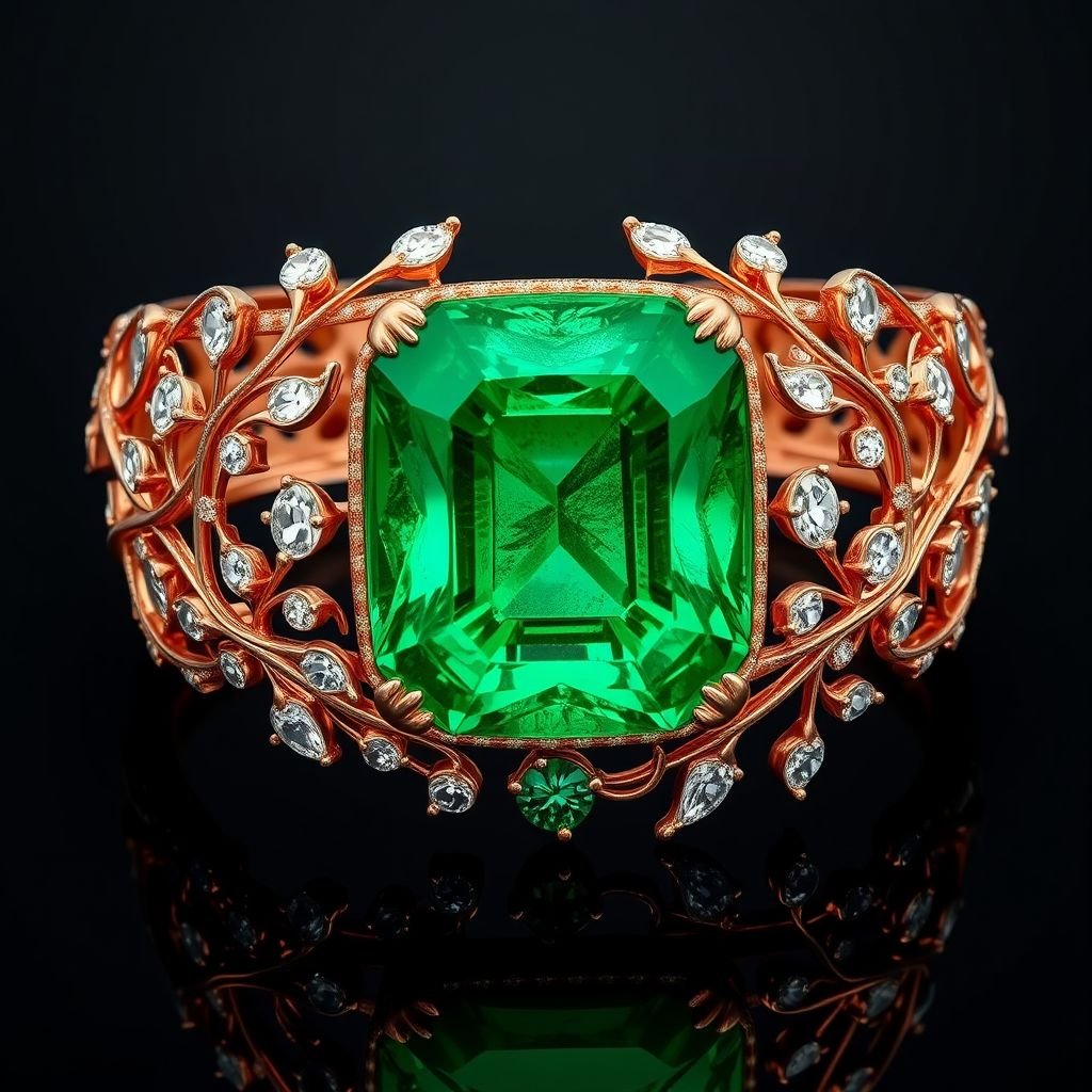 A emerald cushion cut, with VVS and 50 carat bracelets rose gold