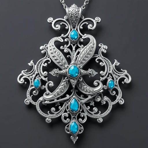 Pendant silver with stylized ice figure skating skates. Remove boots and leave only lowest part of skates. Add turquoise