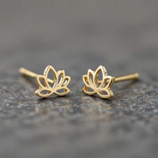 Ювелирная моносерьга в дополнительный прокол маленький лотос плоский