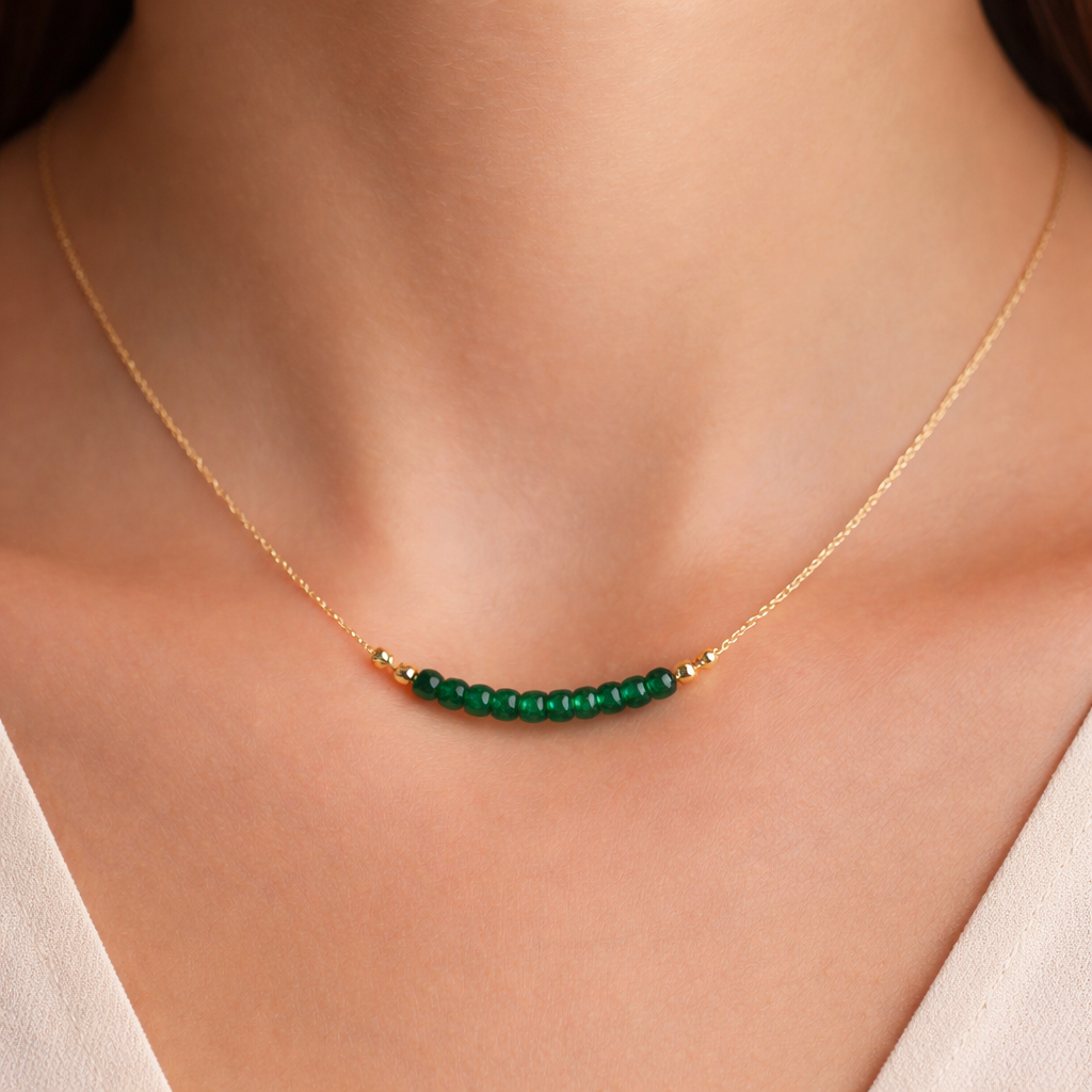 Beaded emerald necklace