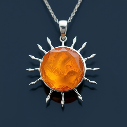 Create a pendant with raw natural gemstone pendant shall look like sun rising. Using minimal silver 