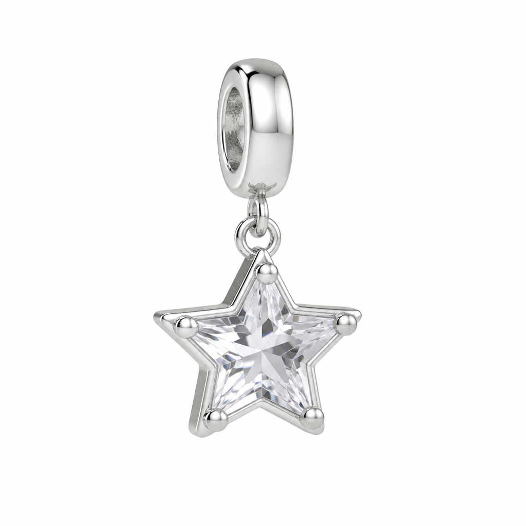 star shaped moissanite pandora charm
photorealistic jewelry design, star shaped moissanite pandora charm, just the design no text
