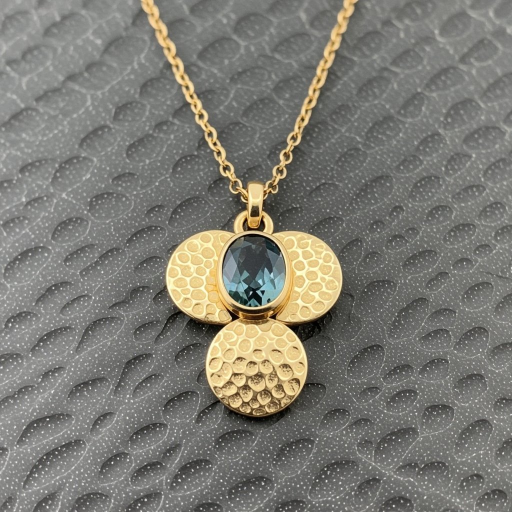 Подвеска из трех полумесяцев с узорами и камнями раухтопаза из матового неровного светлого золота с узорами соединенных цепочкой сверху самый широкий полукруг дальше средний и снизу самый маленький