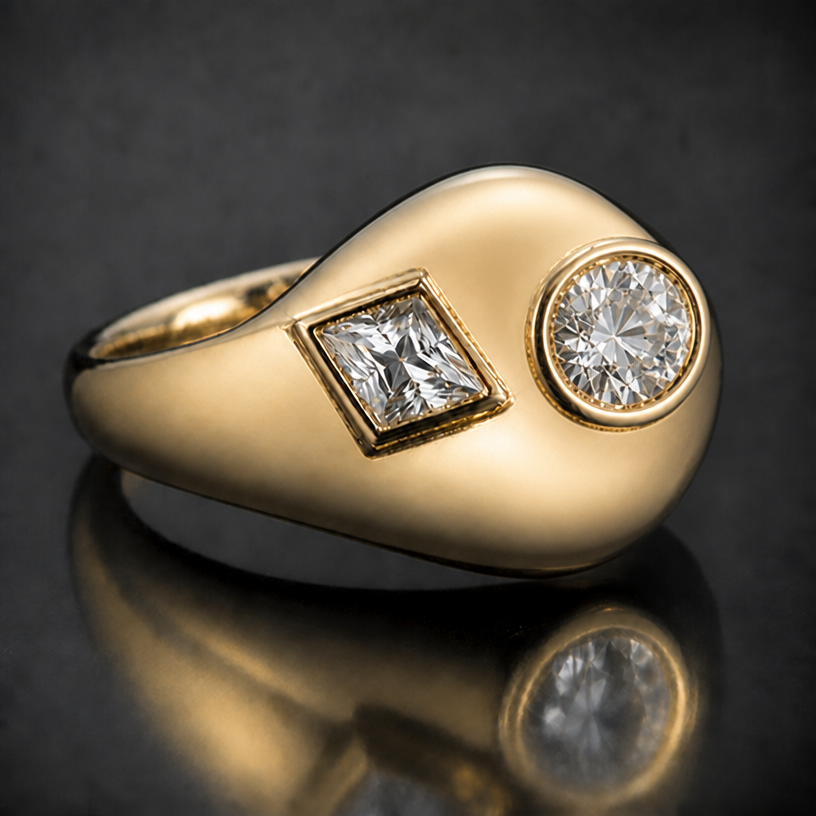 Move round diamond to the side
edit the attached jewelry design with these instructions: Move round diamond to the side. keep it photorealistic, just the design no text