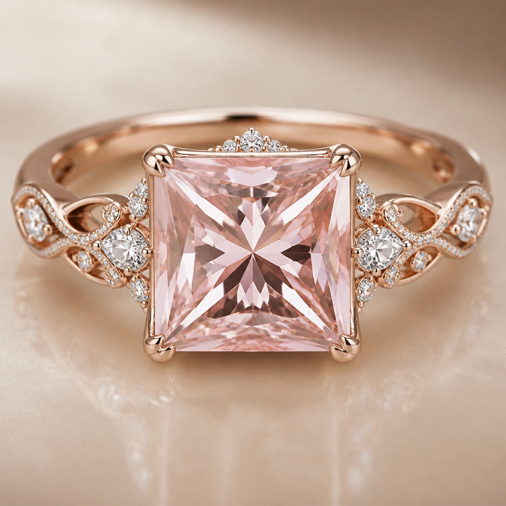 . Refinement: bigger princess cut gemstone
photorealistic jewelry design, . Refinement: bigger princess cut gemstone, Romantic style, just the design no text