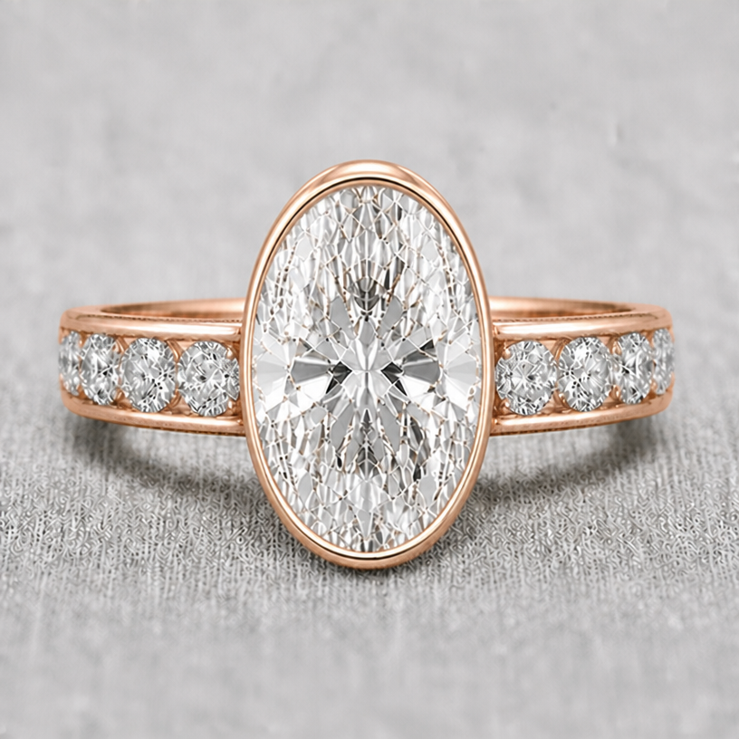 bezel should be thicker when it reach the north and south wall of the oval stone
edit the attached jewelry design with these instructions: bezel should be thicker when it reach the north and south wall of the oval stone. keep it photorealistic, just the design no text