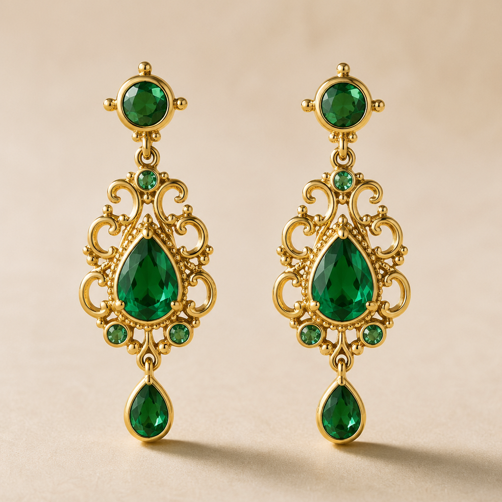 Aretes de esmeralda
photorealistic jewelry design, Aretes de esmeralda , mediterranean style, just the design no text