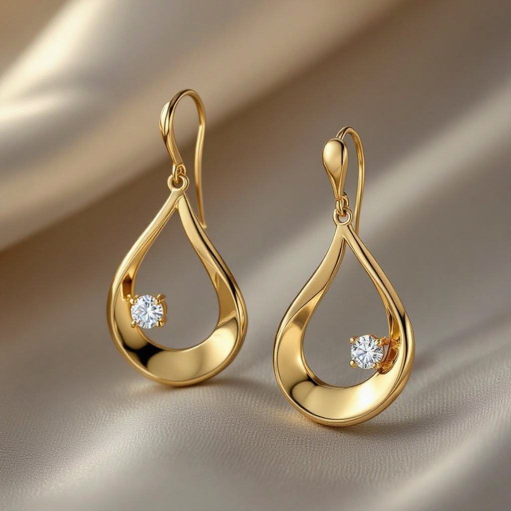 Серьги только в золотом цвете без камней фазы луны длинные серьги плавные формы