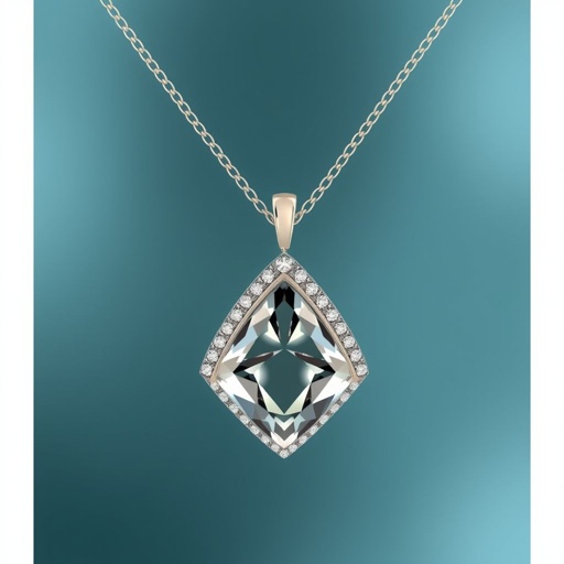 Ladies pendent  with single stone of kite shape and small diamonds surrounding 