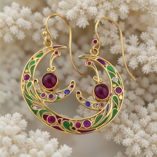 Серьги золотые в форме тонкого изящного полумесяца, полукруг как продолжение застежки, на полукруге надписи мантрами на санскрите