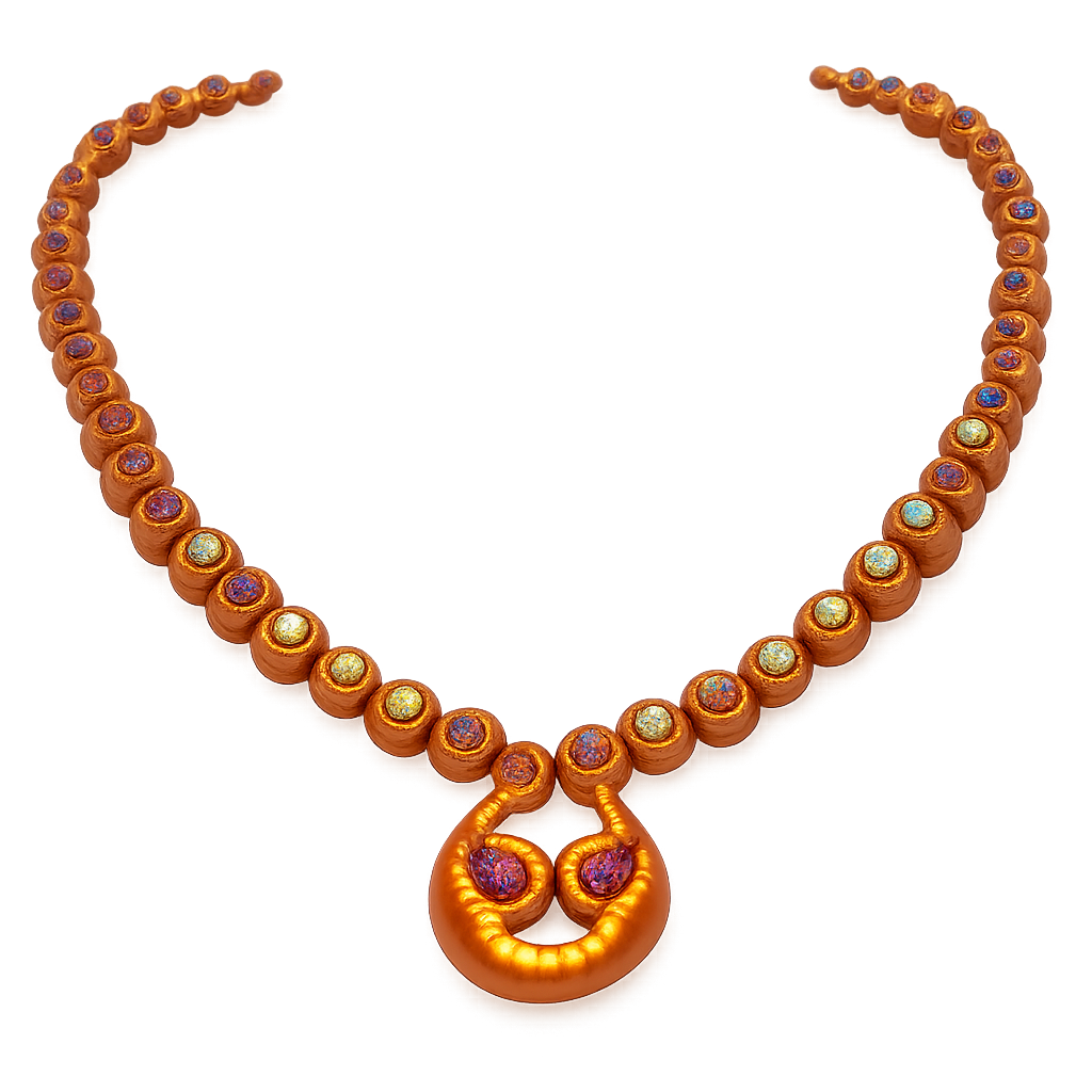 Necklace only amber stones small size EVW logo on the amber stone red and black