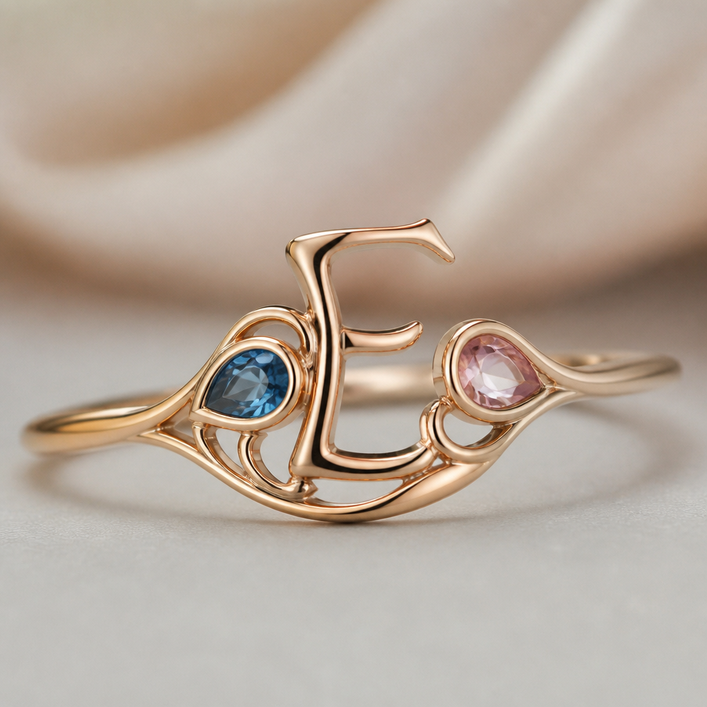 A art nouveau women's ring, ultra-minimalist, very simple and clean, understated, no embellishments. anel de 15 anos com inicial E com pedras azul e rosa
photorealistic jewelry design, A art nouveau women's ring, ultra-minimalist, very simple and clean, understated, no embellishments. anel de 15 anos com inicial E com pedras azul e rosa, art_nouveau style, just the design no text