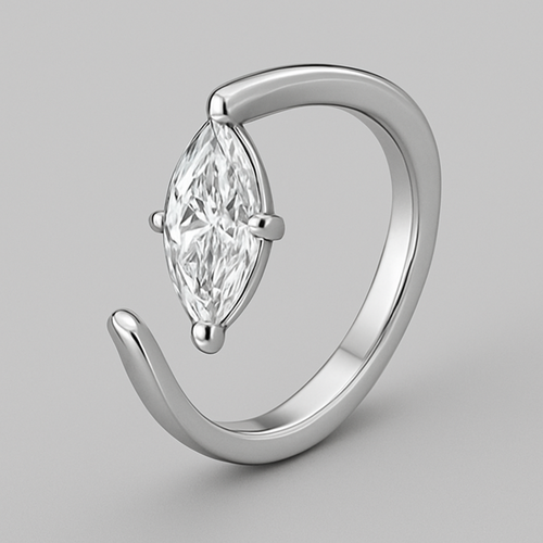 Navette-cut diamond earcuff earing. 