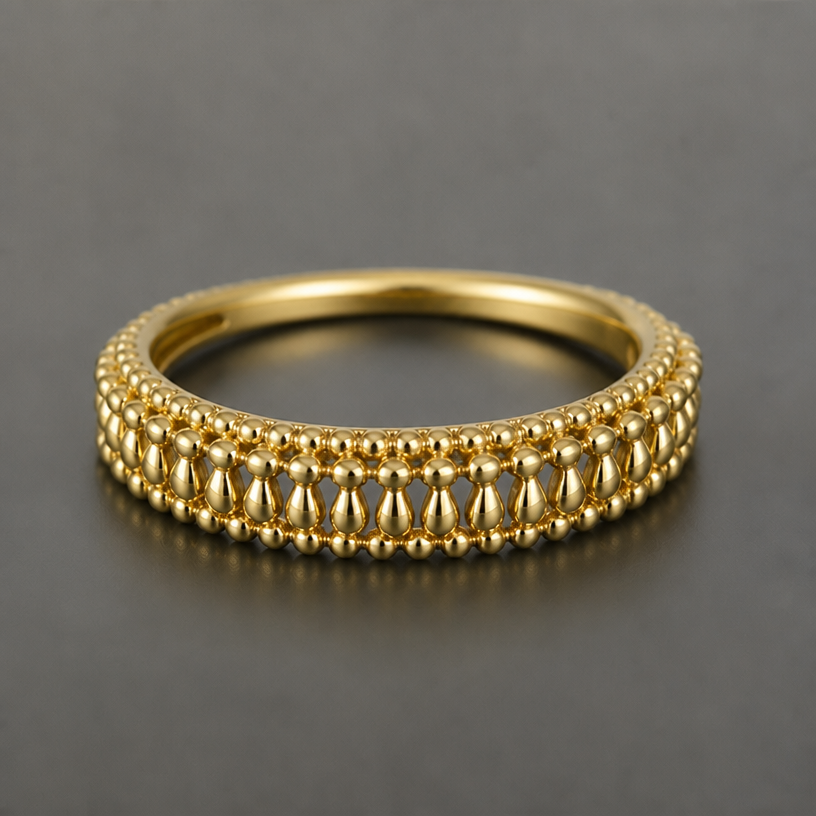 add the top ball layer to the bottom
edit the attached jewelry design with these instructions: add the top ball layer to the bottom. keep it photorealistic, just the design no text
