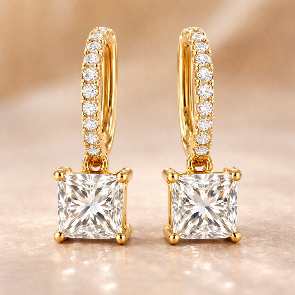 14K PURE GOLD 48 LAB DIAMOND: 1.20mm VS1 each 2 LAB DIAMOND PRINCESS: 5.5mm VS1 each GOLD WEIGHT: 4.30gms Approximately