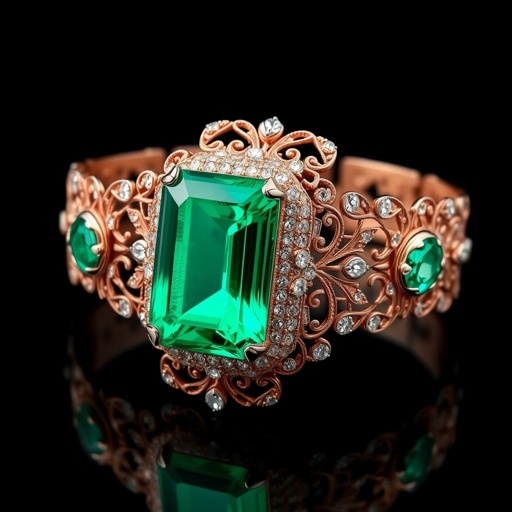 A emerald cushion cut, with VVS and 50 carat rose gold bracelet