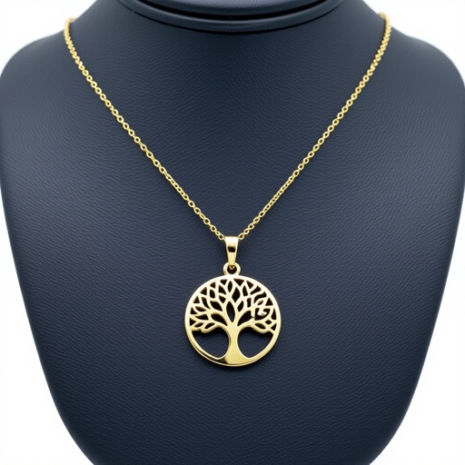 Золотой кулон с изображением дерева с завитками