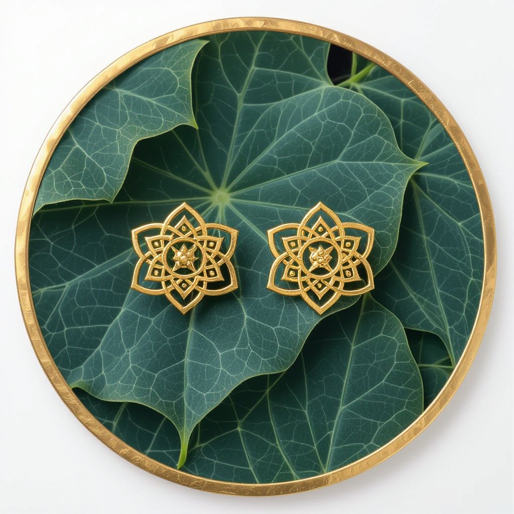  золотые матовые серьги в виде изображения чакры сахасрары