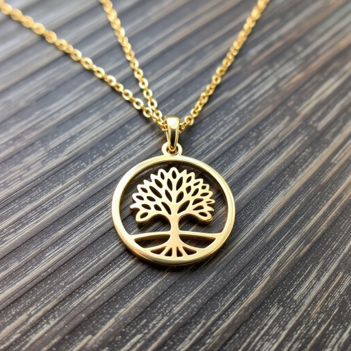 Золотой кулон с изображением дерева с завитками