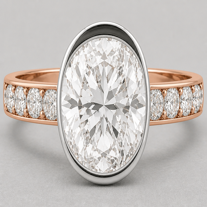 remove milgrain detail on the band, remove prongs
edit the attached jewelry design with these instructions: remove milgrain detail on the band, remove prongs. keep it photorealistic, just the design no text